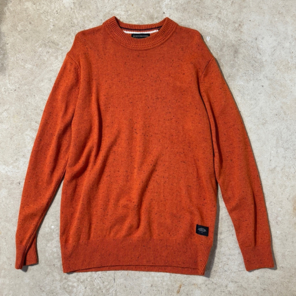 Scotch & Soda Wool Blend Sweater Men’s XXL Orange Black Speckled Crewneck